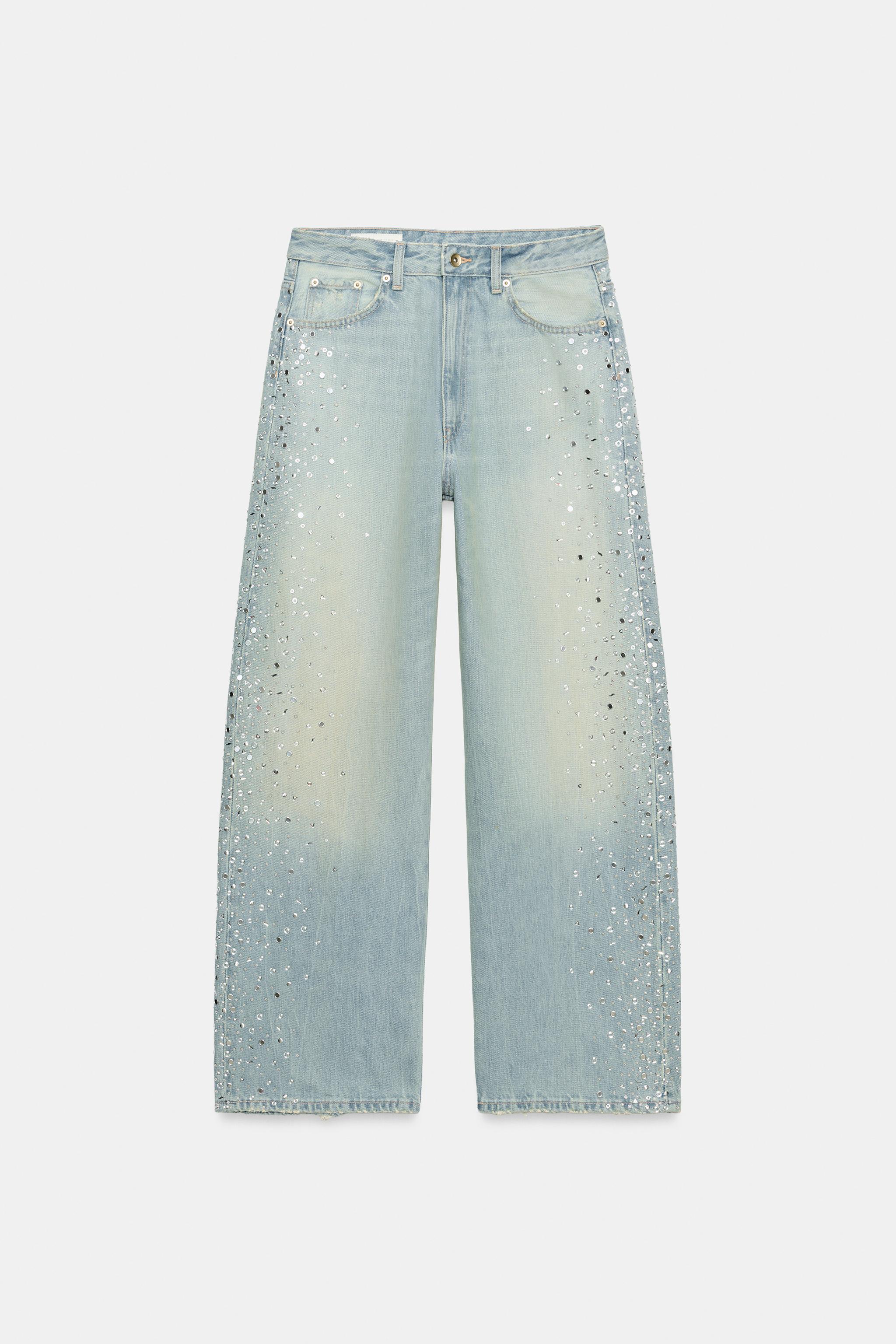 TRF RHINESTONE WIDE-LEG JEANS